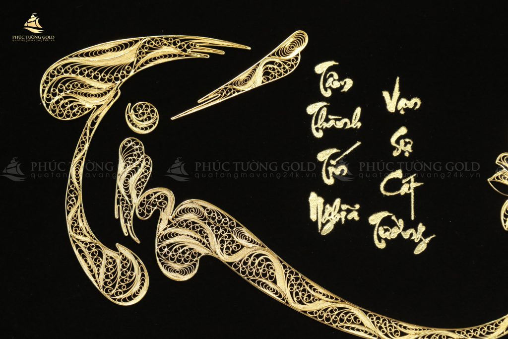 Tranh thư pháp chữ Tín mạ vàng 24k - CT13 4