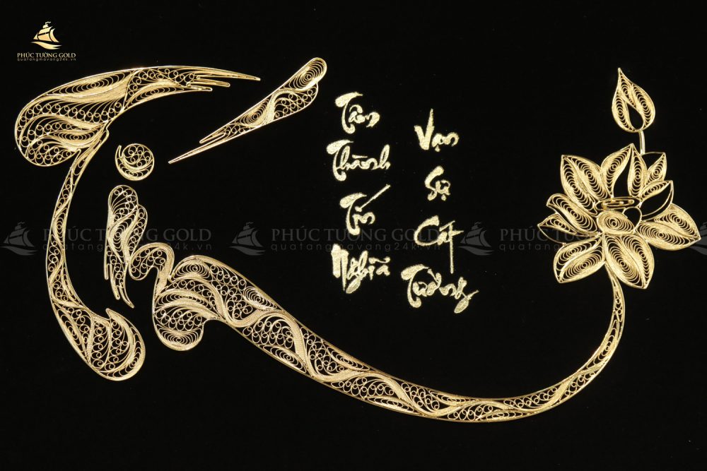 Tranh thư pháp chữ Tín mạ vàng 24k - CT13 5