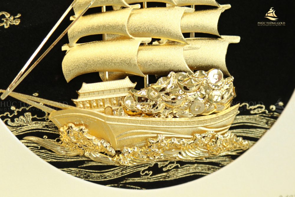 Tranh thuyền buồm vàng lá 24k để bàn - TB09 6