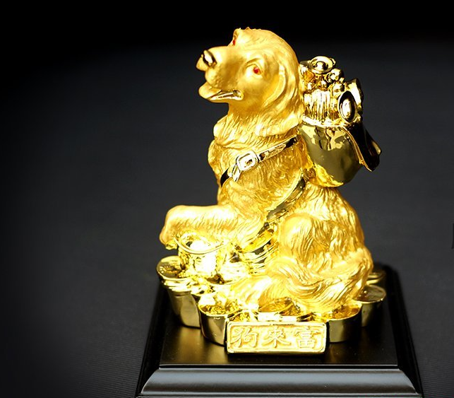 Tượng chó phúc lai mạ vàng 24K - phuctuonggold-com