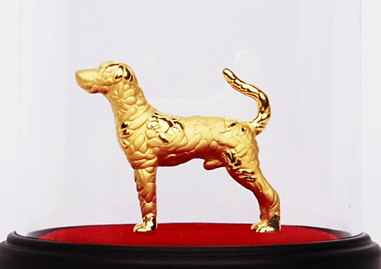 Tượng chó phước lành lộc đến mạ vàng 24K - phuctuonggold - com