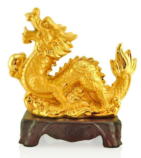 Tượng rồng hưng thịnh mạ vàng 24K - phuctuonggold-com