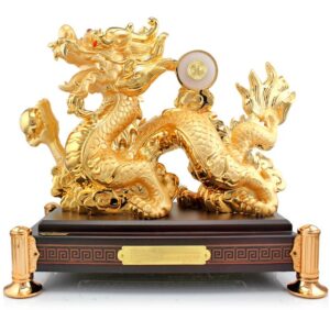 Tượng rồng thăng tứ hải mạ vàng 24K - phuctuonggold-com