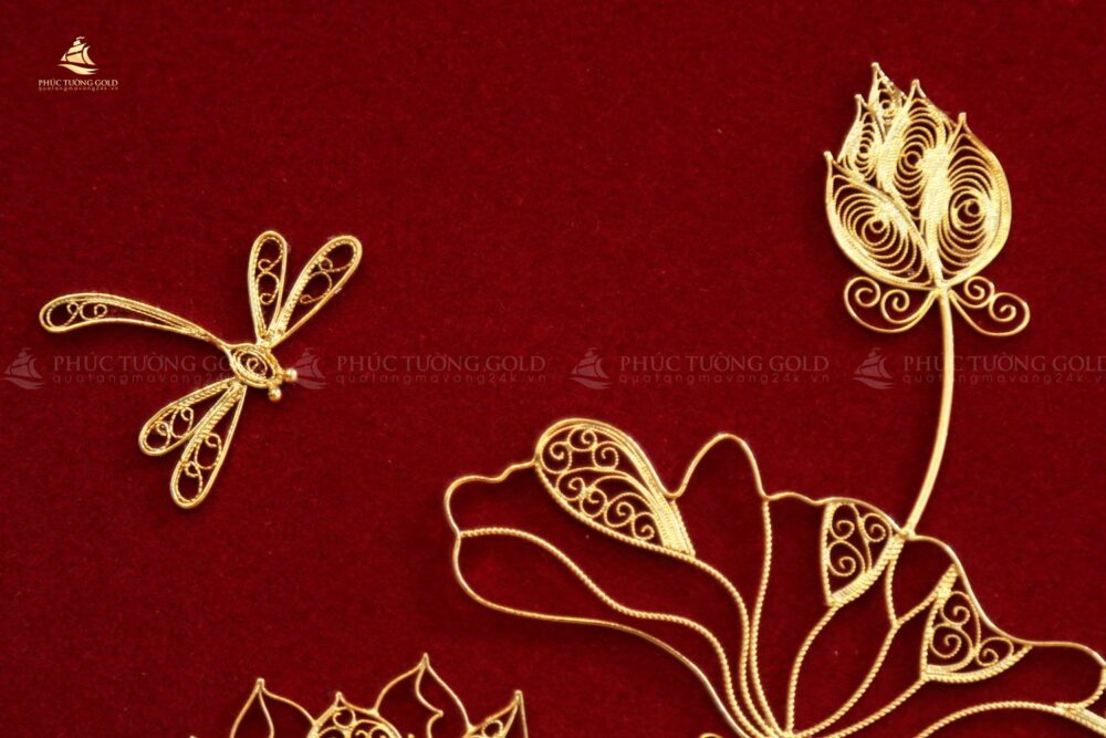 Tranh hoa sen mạ vàng 24k để bàn - HS03 (9)