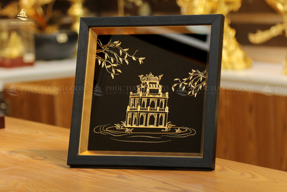 Tranh tháp Rùa hồ Gươm mạ vàng 24k – TR13 (2)