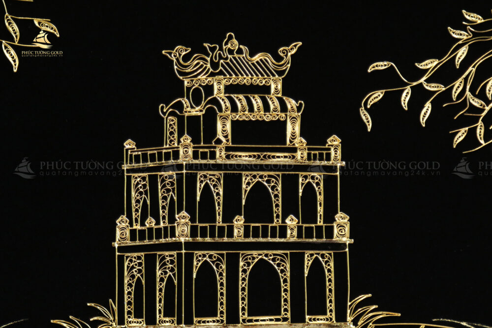 Tranh tháp Rùa hồ Gươm mạ vàng 24k – TR13 (3)