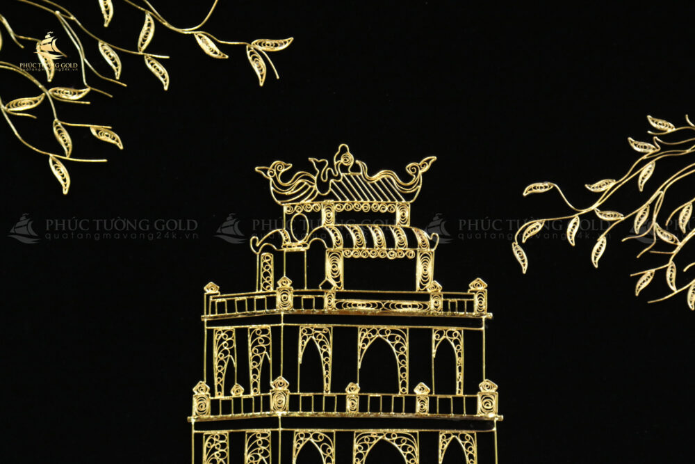 Tranh tháp Rùa hồ Gươm mạ vàng 24k – TR13 (6)