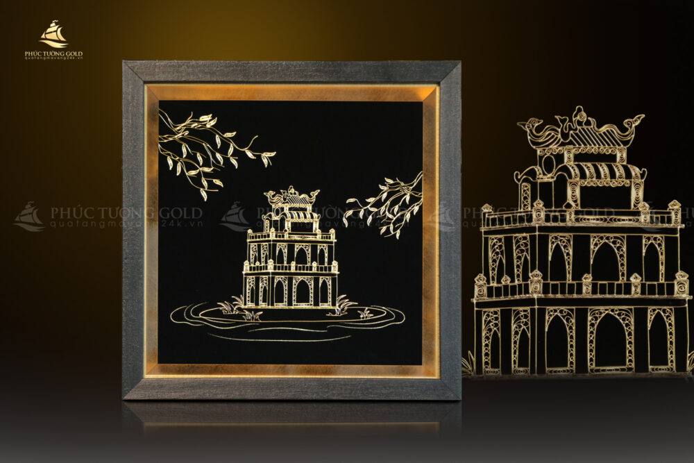 Tranh tháp Rùa hồ Gươm mạ vàng 24k – TR13 (8)