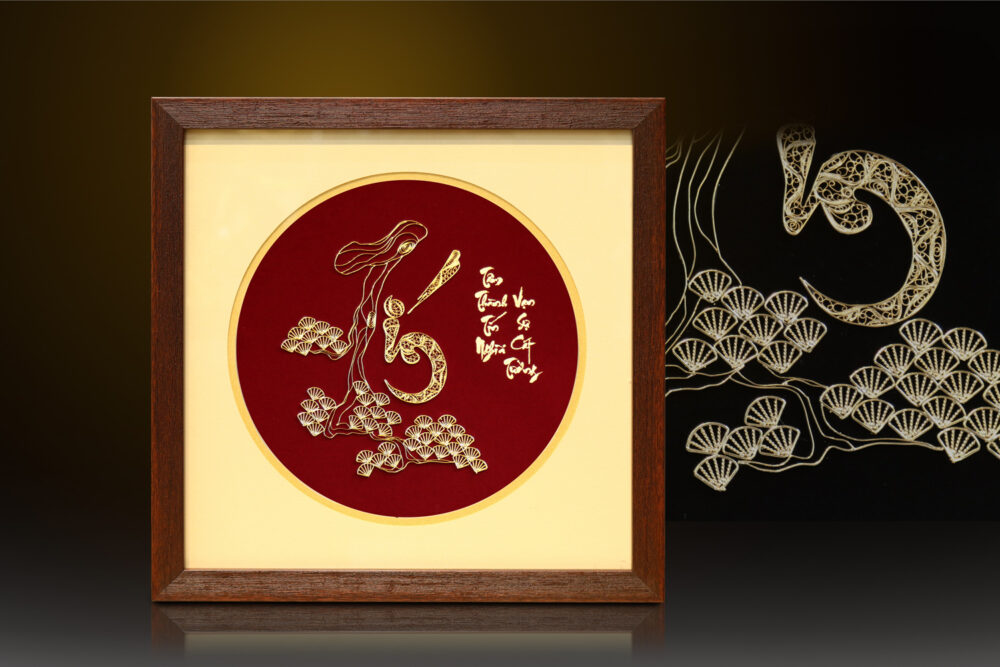 Tranh thư pháp chữ “Tín” mạ vàng 24k – CT14 (1)