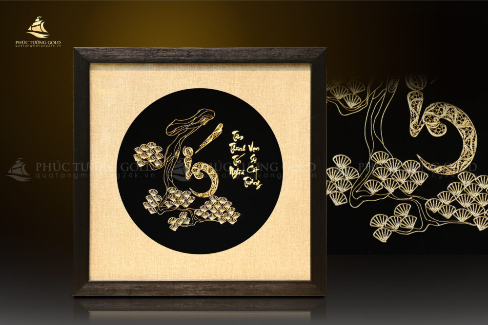 Tranh thư pháp chữ “Tín” mạ vàng 24k – CT14 (13)