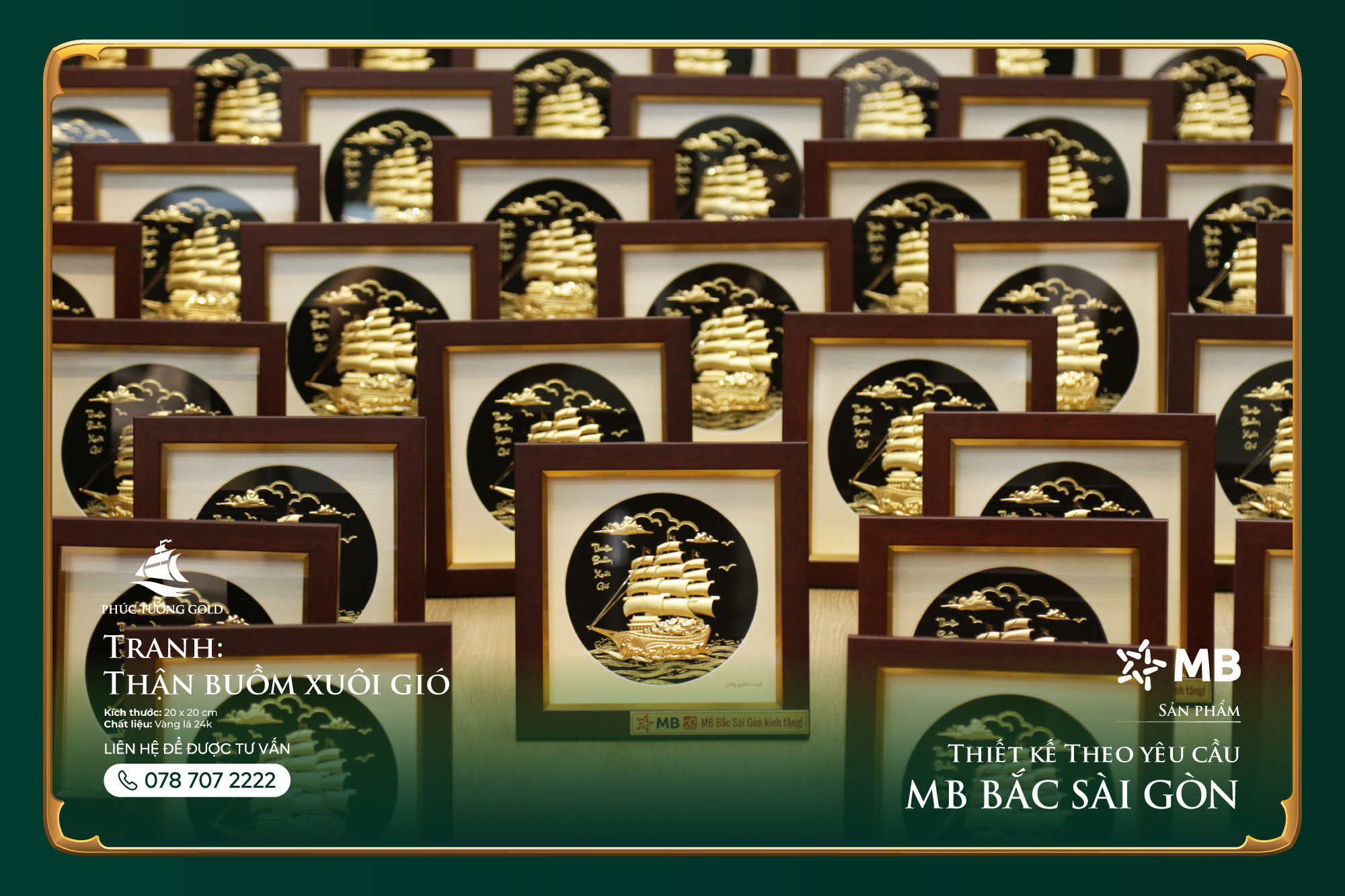 Đơn hàng tranh thuyền vàng lá 24k cho MB Bắc Sài Gòn