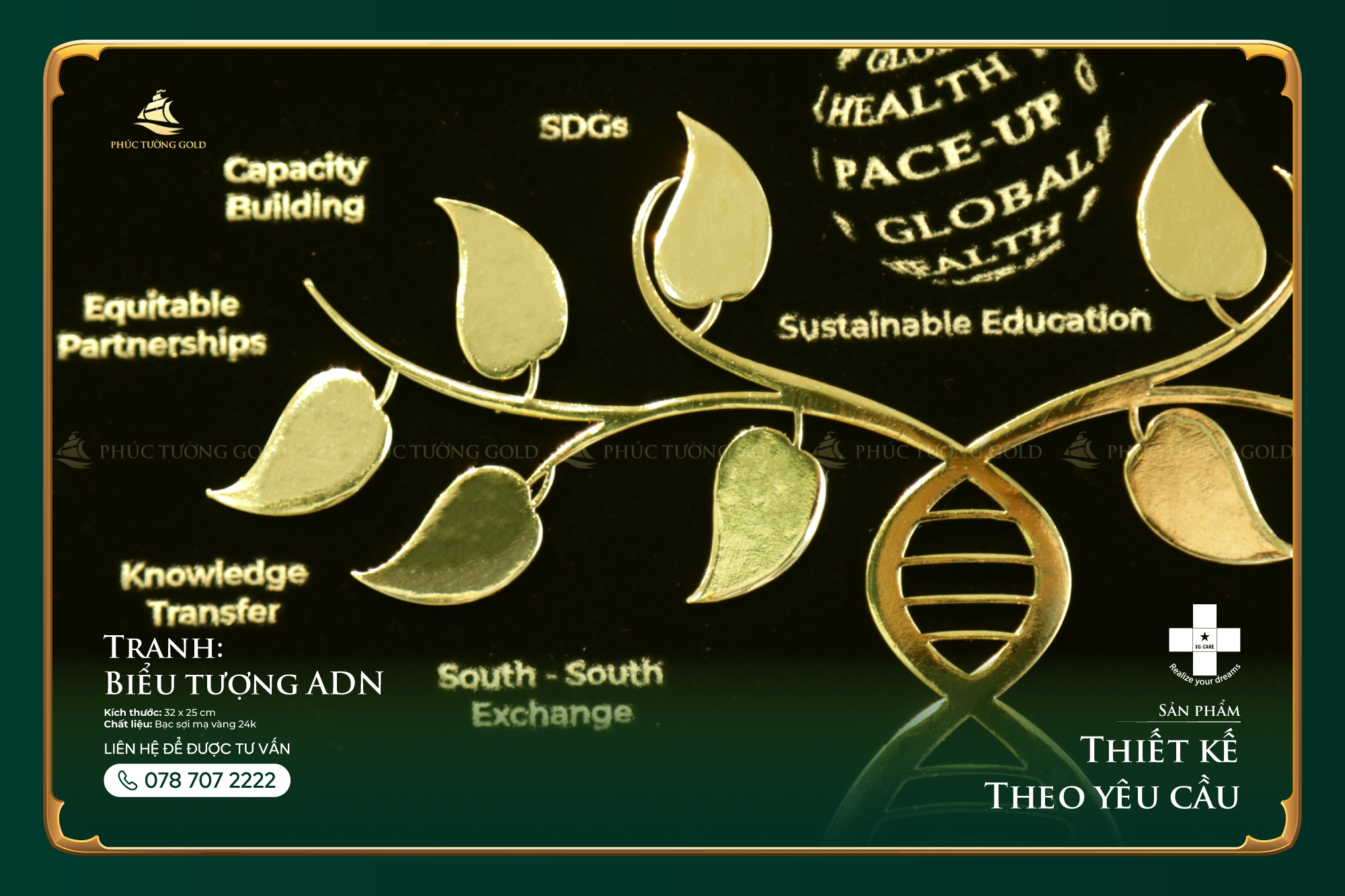 Tranh biểu tượng cây ADN đồng mạ vàng 24k 5