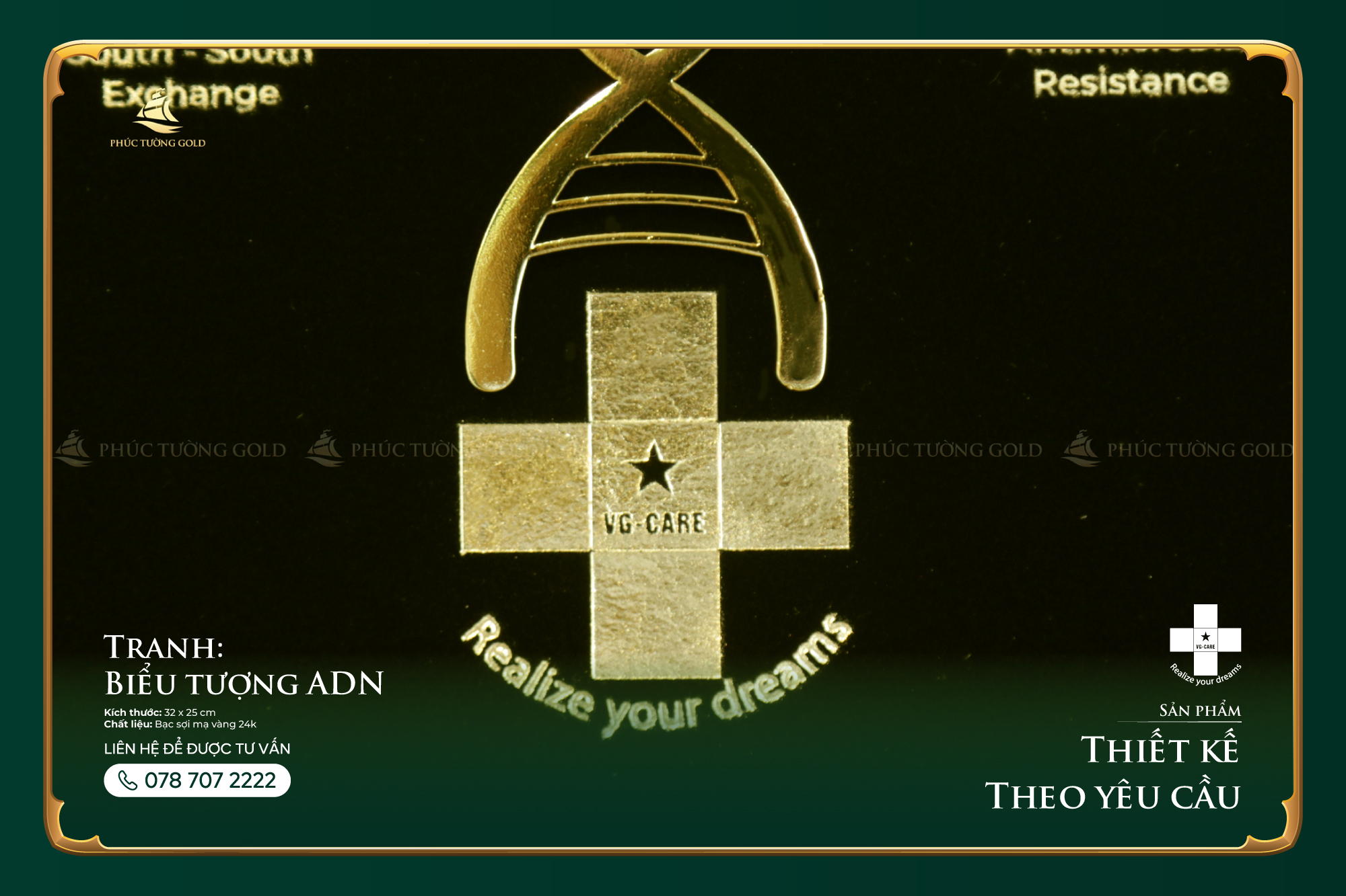 Tranh biểu tượng cây ADN đồng mạ vàng 24k 6
