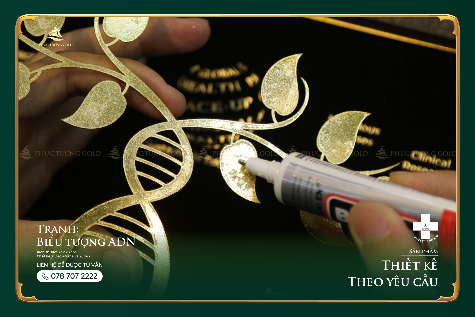 Tranh biểu tượng cây ADN đồng mạ vàng 24k 8
