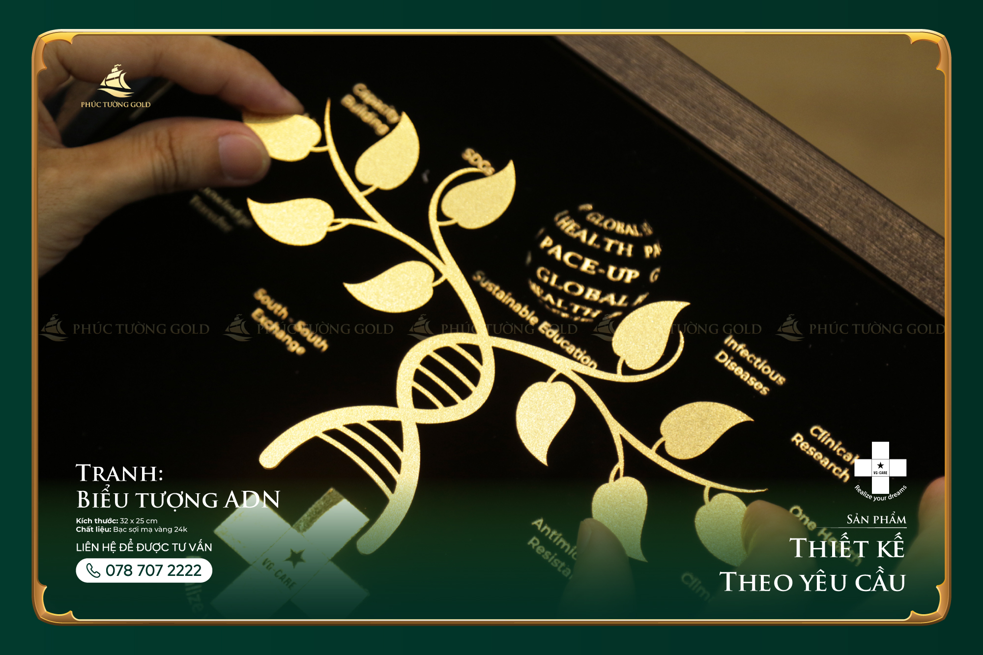 Tranh biểu tượng cây ADN đồng mạ vàng 24k 9