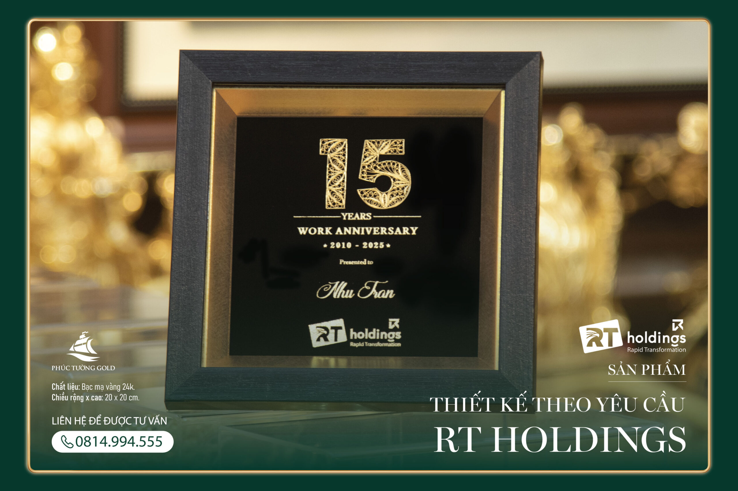 Tranh mạ vàng thiết kế cho tập đoàn RT Holding tri ân nhân viên