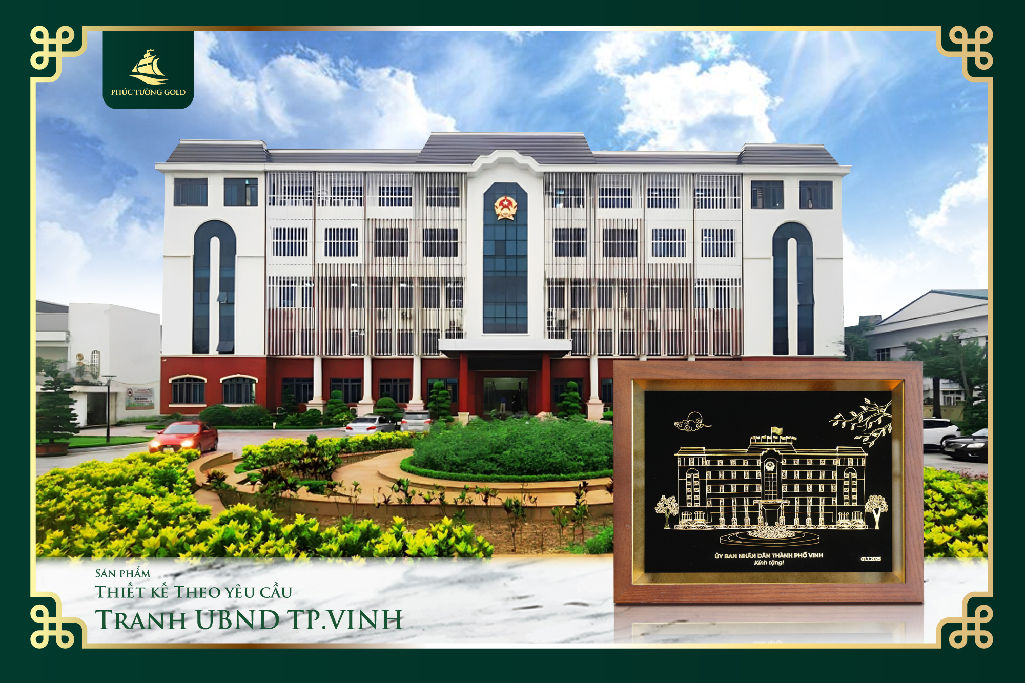 Đơn hàng Tranh bạc mạ vàng thiết kế riêng cho UBND Tp Vinh 2