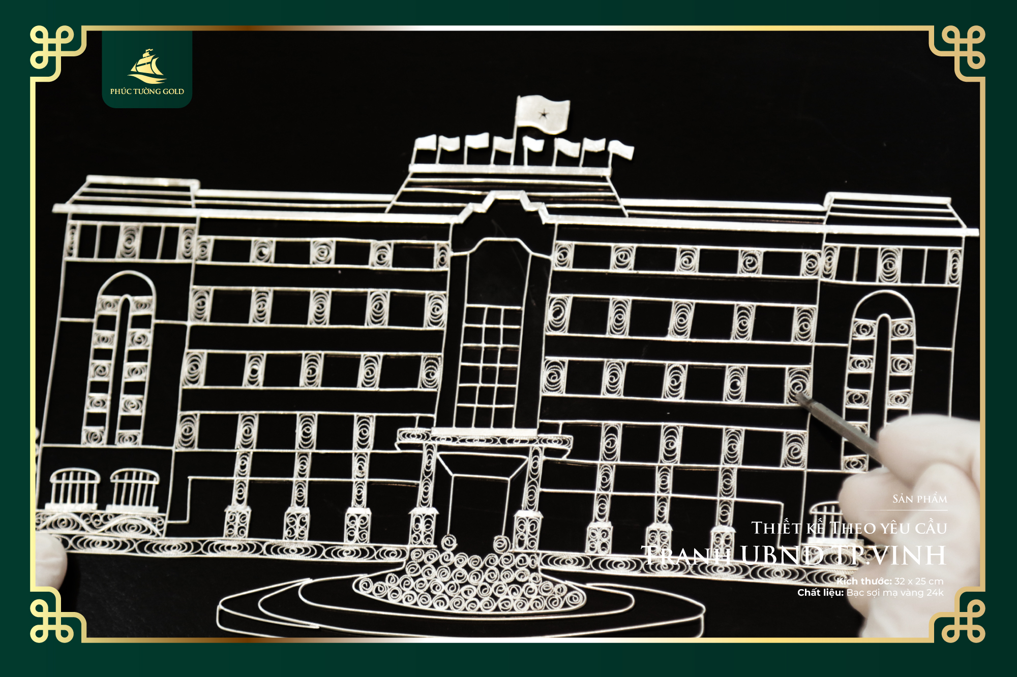 Đơn hàng Tranh bạc mạ vàng thiết kế riêng cho UBND Tp Vinh 3