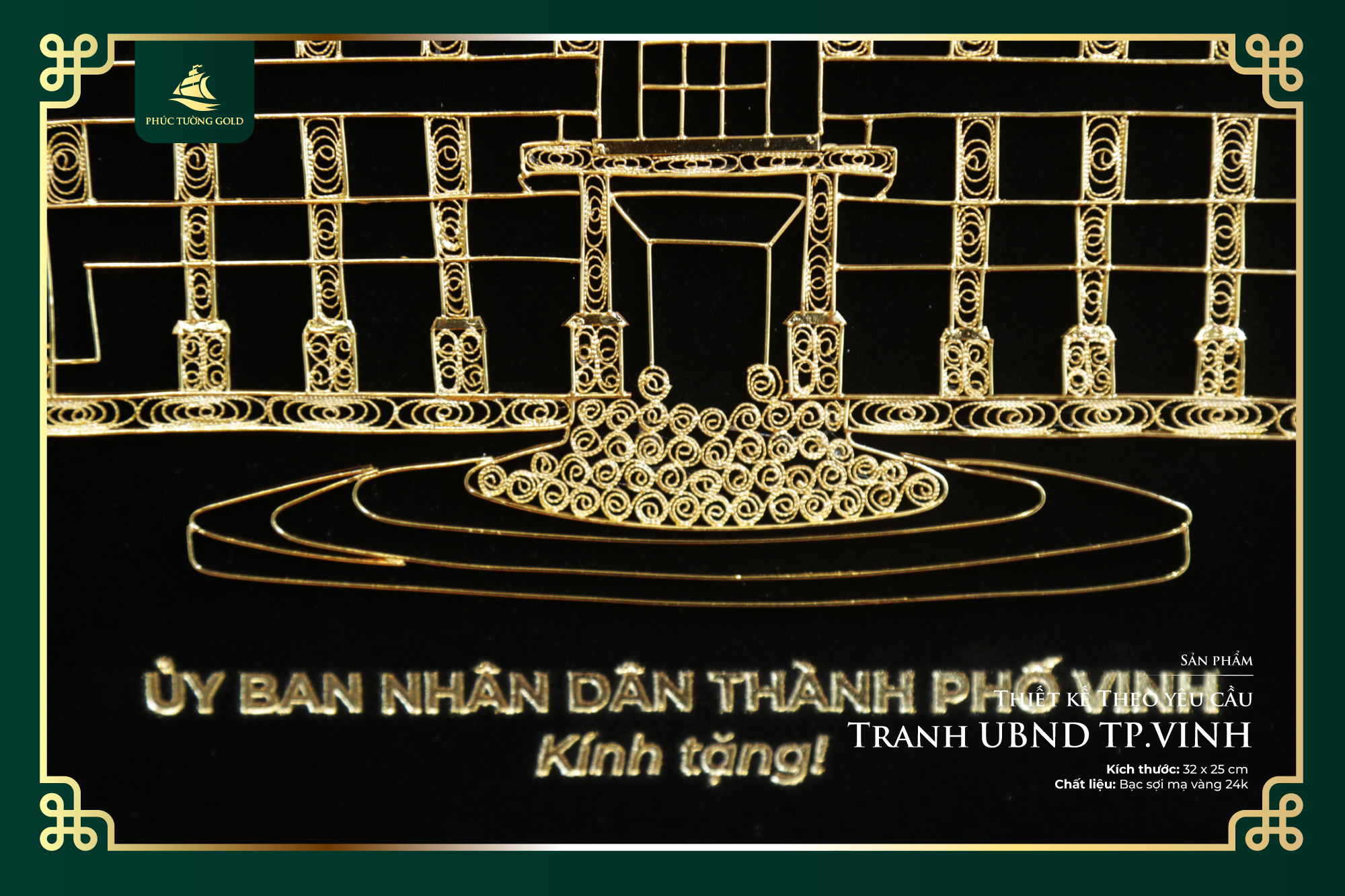 Đơn hàng Tranh bạc mạ vàng thiết kế riêng cho UBND Tp Vinh 4
