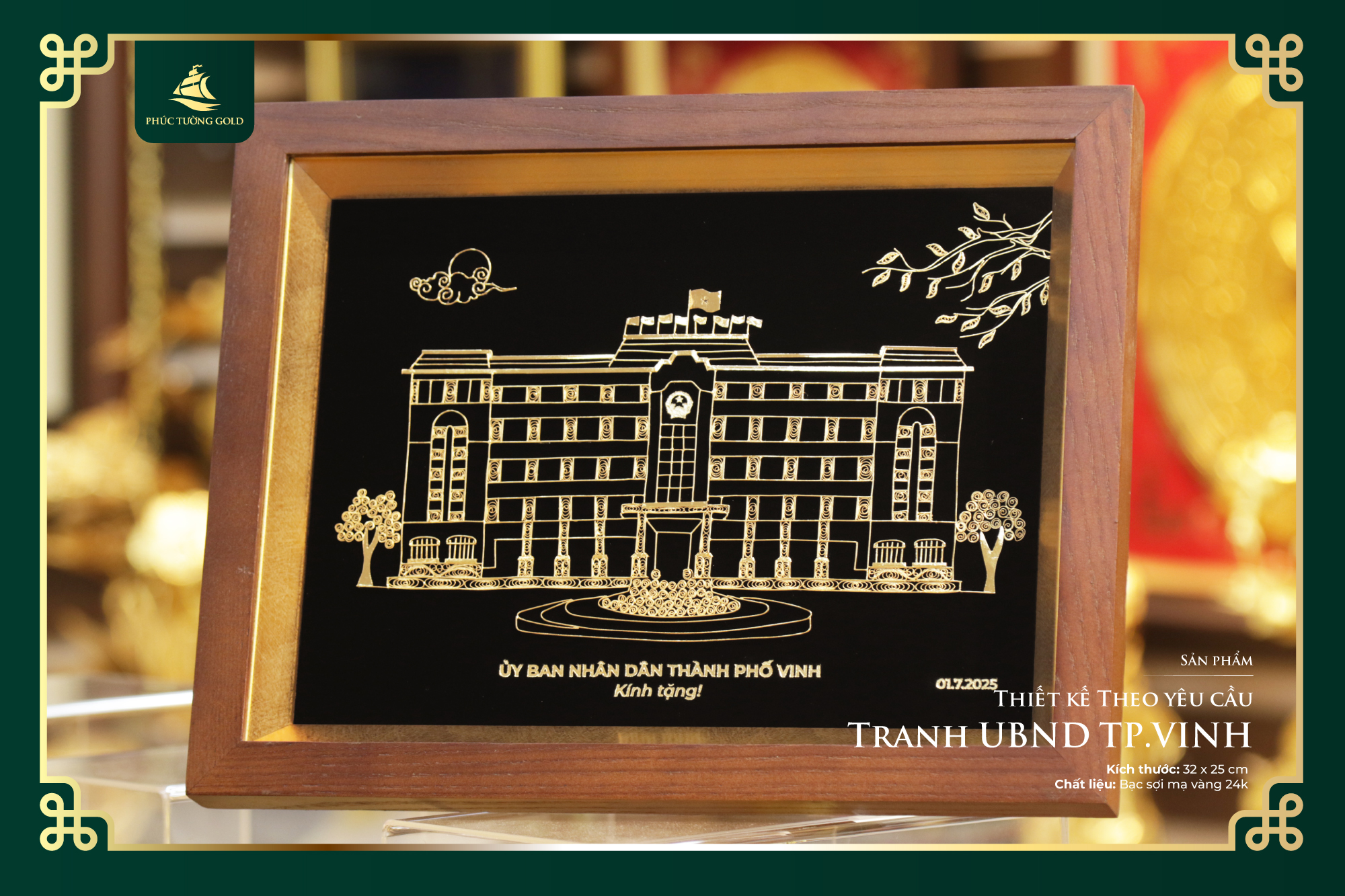 Đơn hàng Tranh bạc mạ vàng thiết kế riêng cho UBND Tp Vinh 6