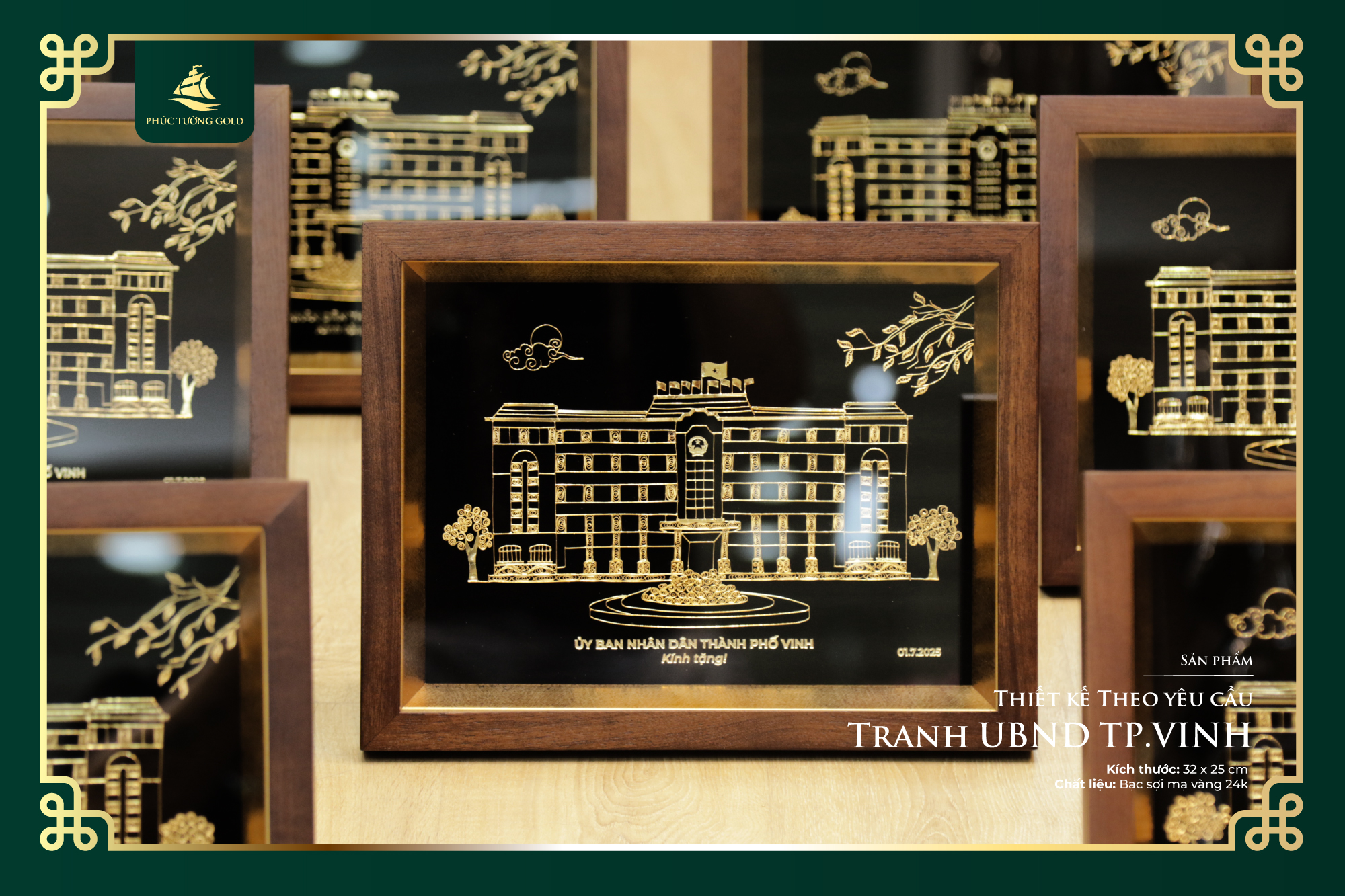 Đơn hàng Tranh bạc mạ vàng thiết kế riêng cho UBND Tp Vinh 7