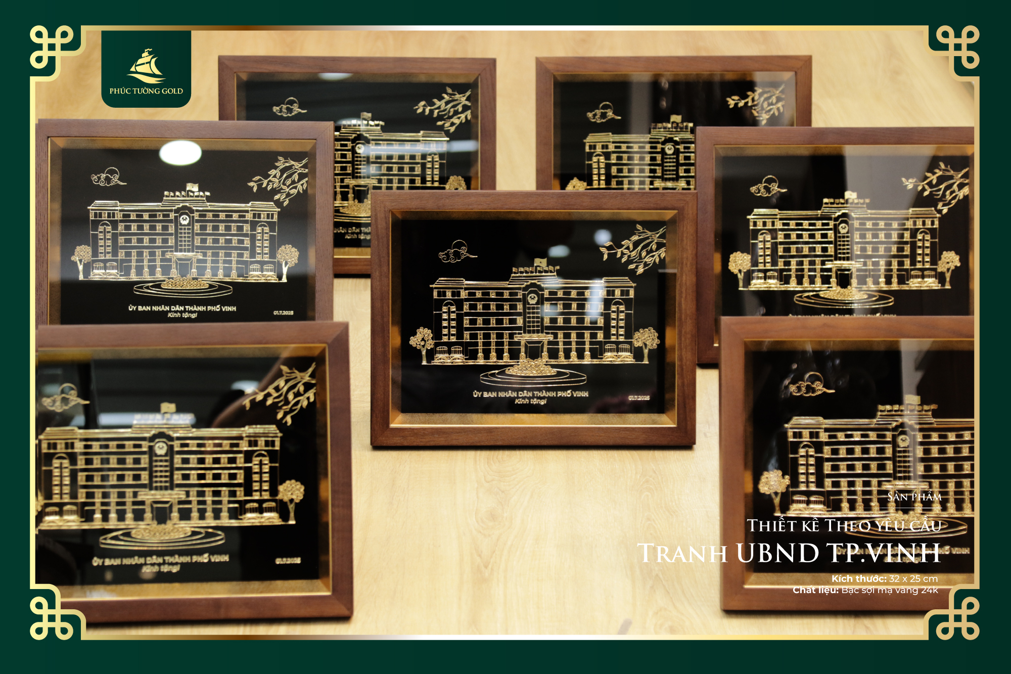 Đơn hàng Tranh bạc mạ vàng thiết kế riêng cho UBND Tp Vinh 8