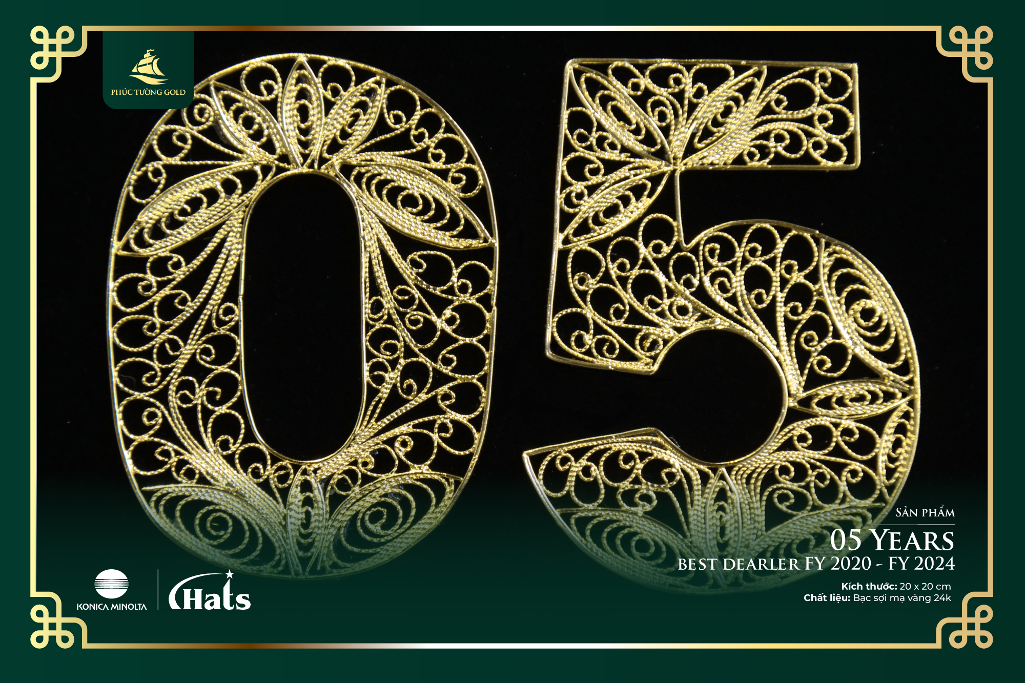 Tranh bạc mạ vàng Konica Minolta tặng đối tác Hats kỷ niệm 5 năm 2