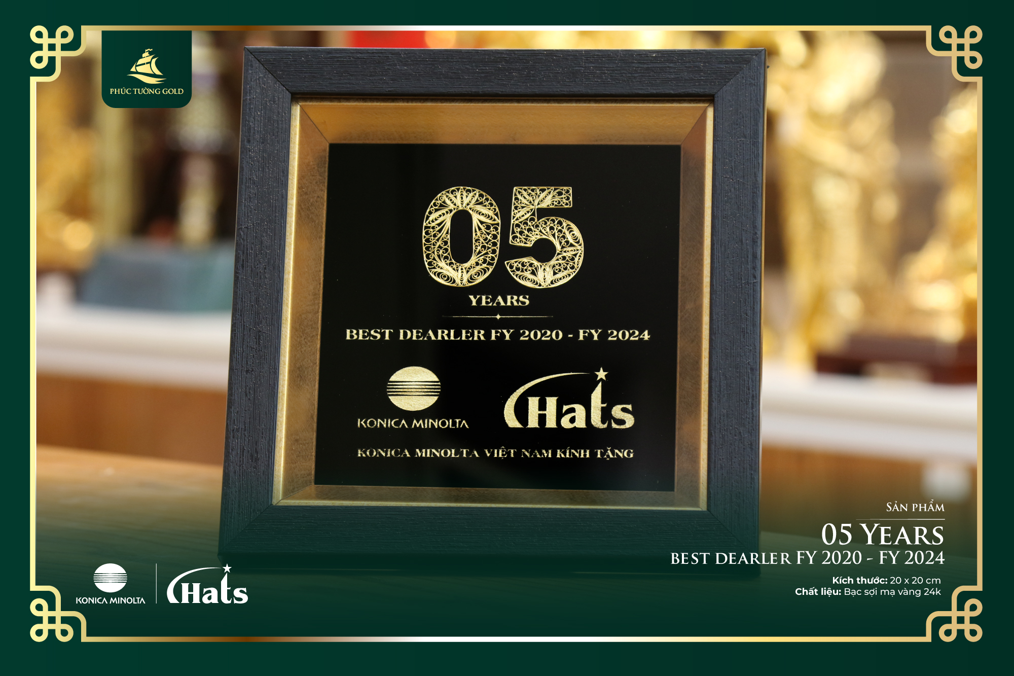 Tranh bạc mạ vàng Konica Minolta tặng đối tác Hats kỷ niệm 5 năm 5
