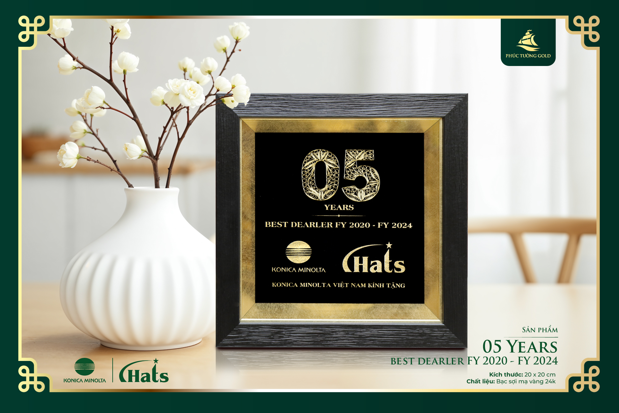 Tranh bạc mạ vàng Konica Minolta tặng đối tác Hats kỷ niệm 5 năm