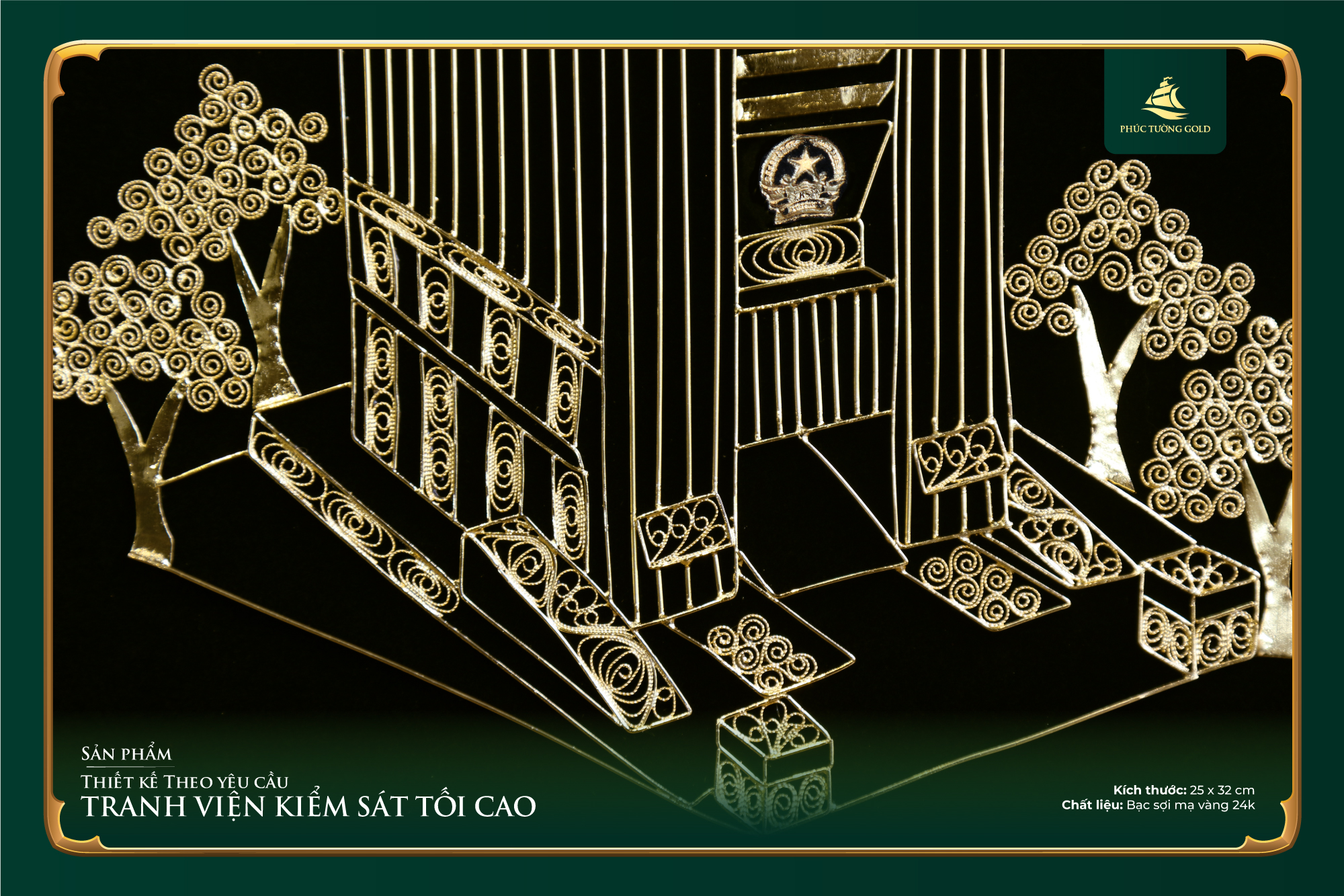 Tranh bạc mạ vàng thiết kế riêng cho VKSND Tối Cao 3