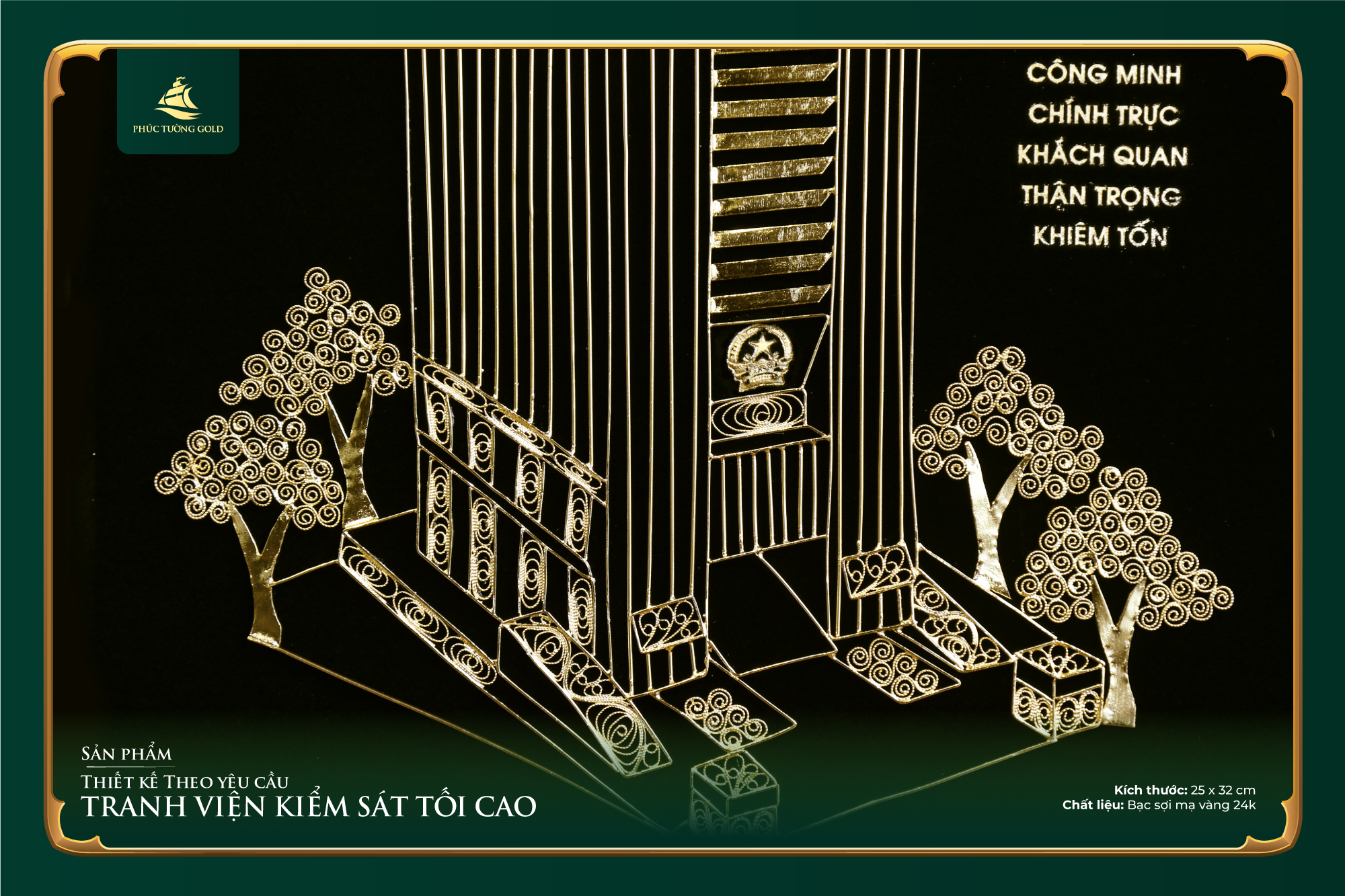 Tranh bạc mạ vàng thiết kế riêng cho VKSND Tối Cao 4