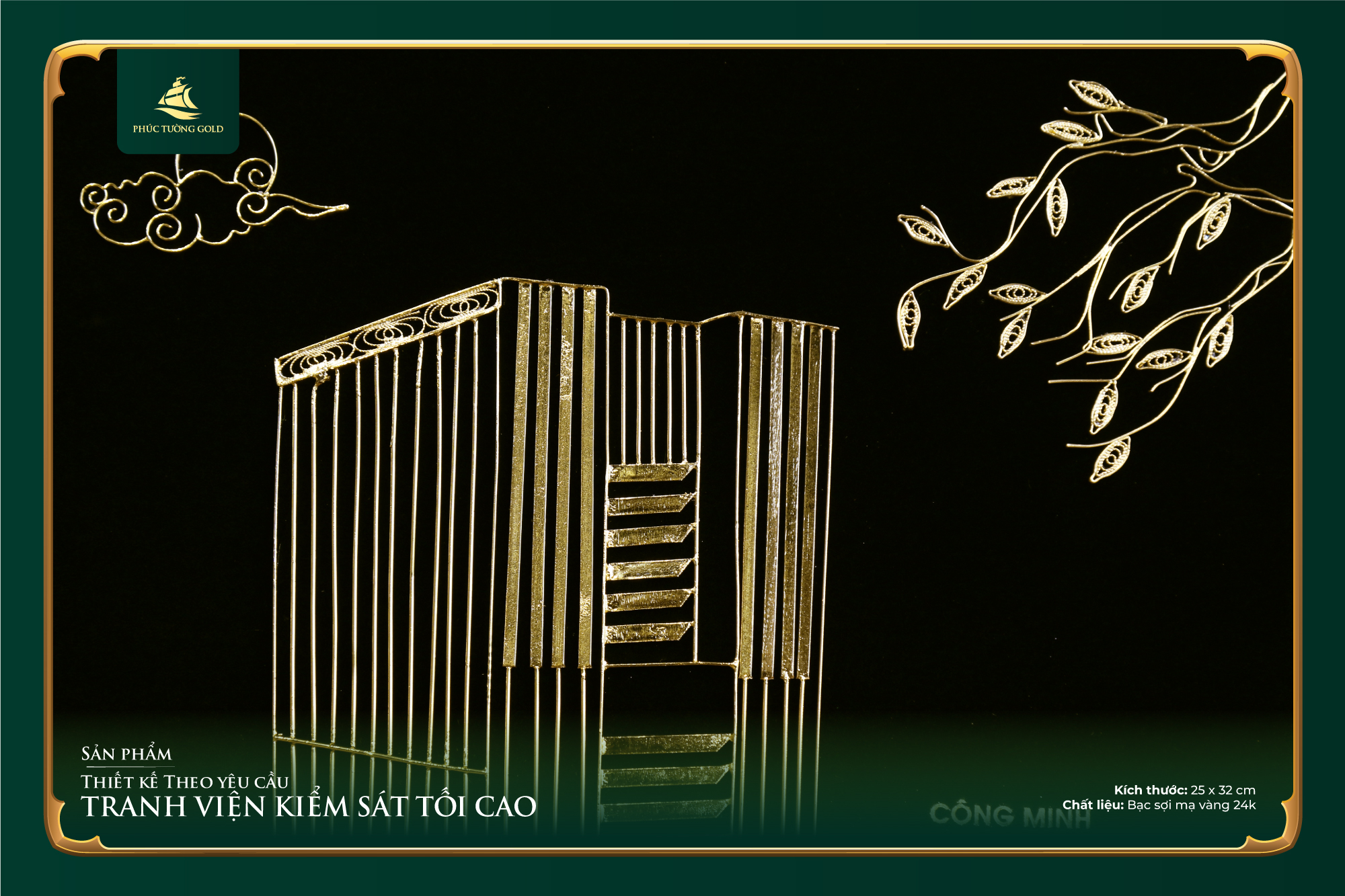 Tranh bạc mạ vàng thiết kế riêng cho VKSND Tối Cao 5