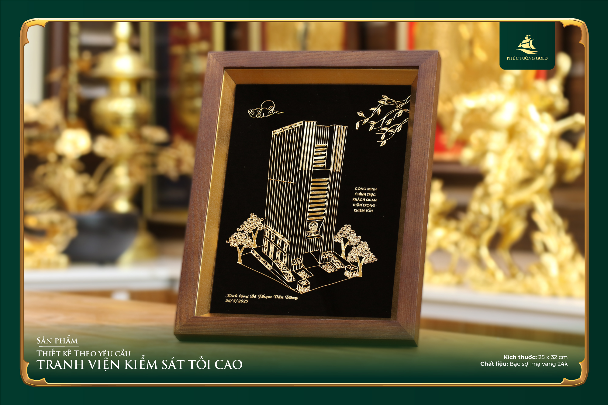 Tranh bạc mạ vàng thiết kế riêng cho VKSND Tối Cao 7