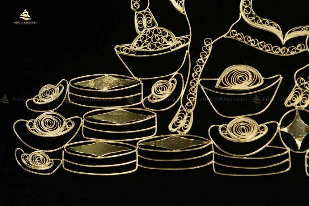 Tranh dê tài lộc bạc mạ vàng 24k - TD10 4