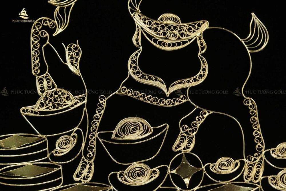 Tranh dê tài lộc bạc mạ vàng 24k - TD10 5