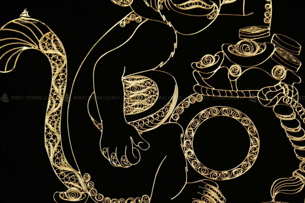 Tranh khỉ tài lộc bạc mạ vàng 24k - TK02 3