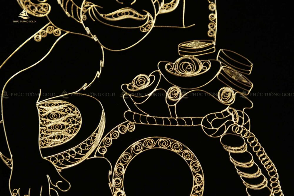 Tranh khỉ tài lộc bạc mạ vàng 24k - TK02 4