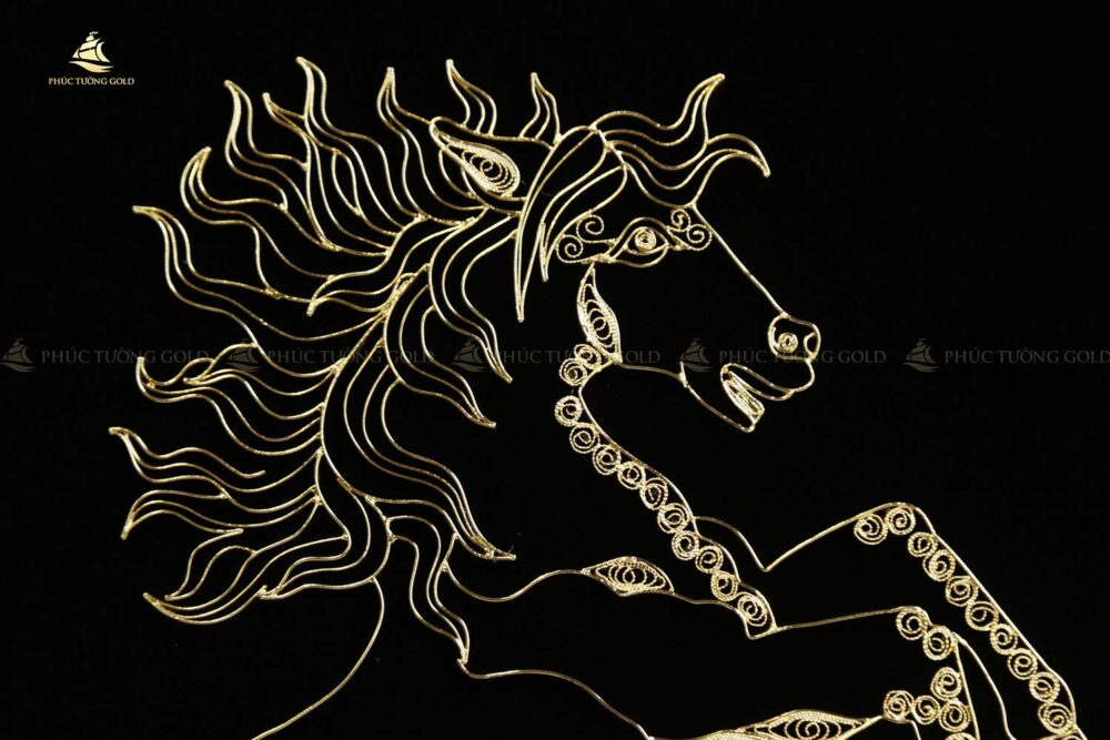 Tranh ngựa mã đáo bạc mạ vàng 24k - MD07 3