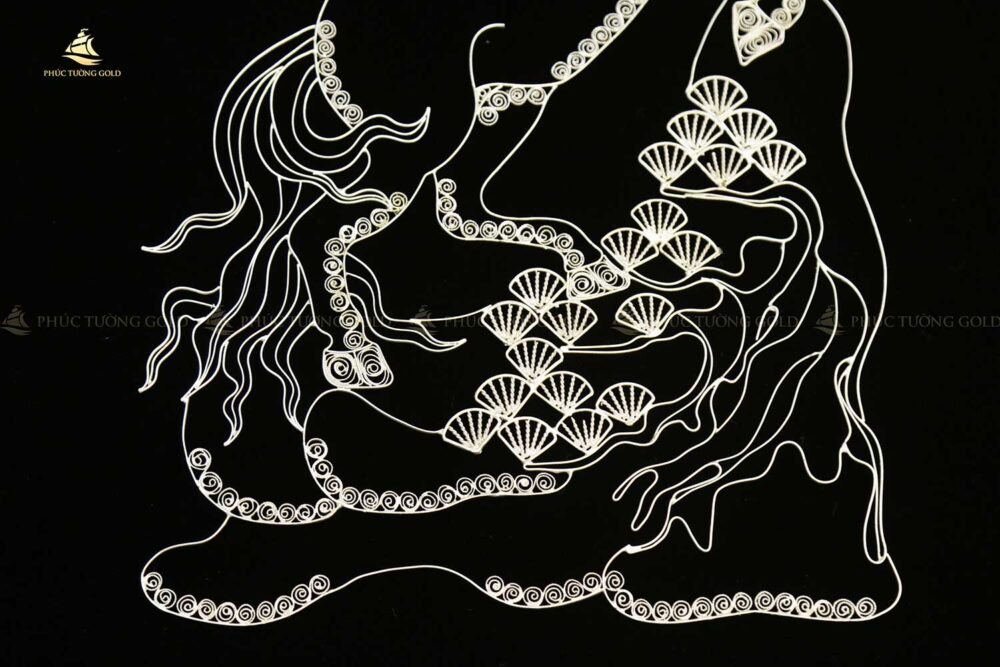 Tranh ngựa mã đáo bạc mạ vàng 24k - MD07 5