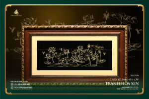 Tranh đầm sen bạc mạ vàng thiết kế riêng (105 x 60cm) 2