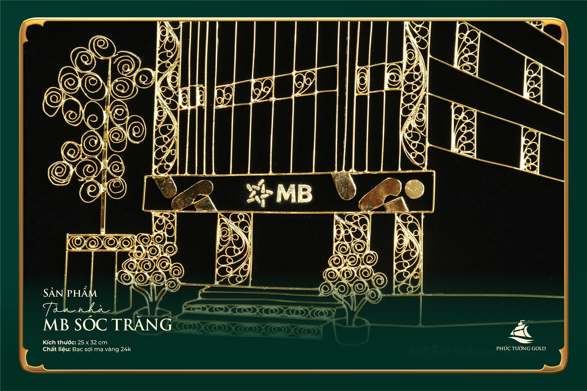 Hoàn thiện tranh bạc mạ vàng cho ngân hàng MB chi nhánh Sóc Trăng 1