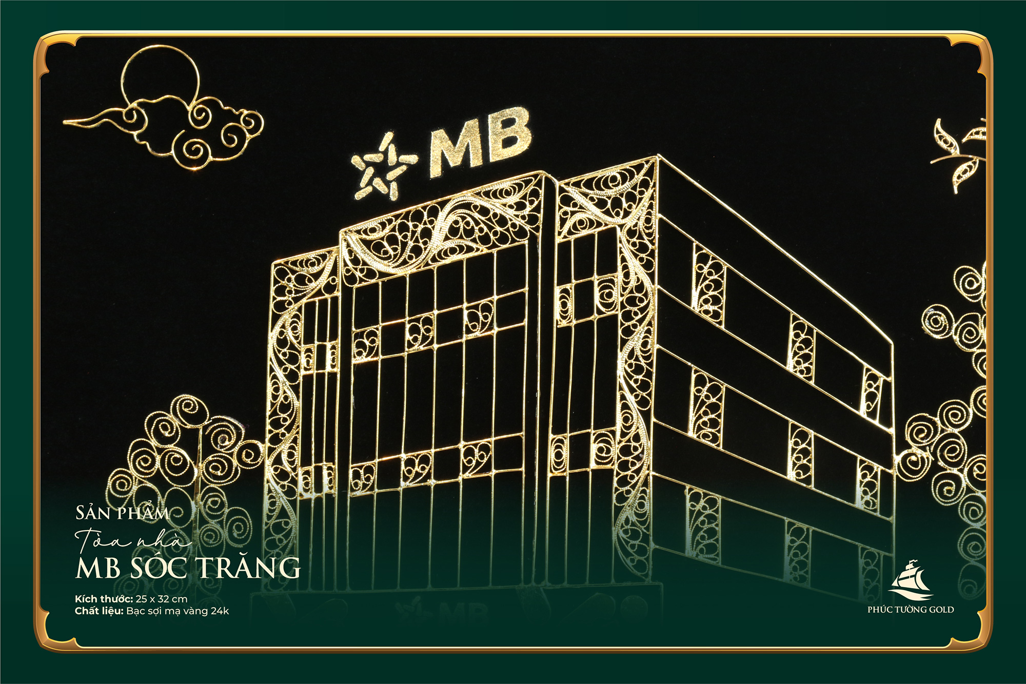 Hoàn thiện tranh bạc mạ vàng cho ngân hàng MB chi nhánh Sóc Trăng 3