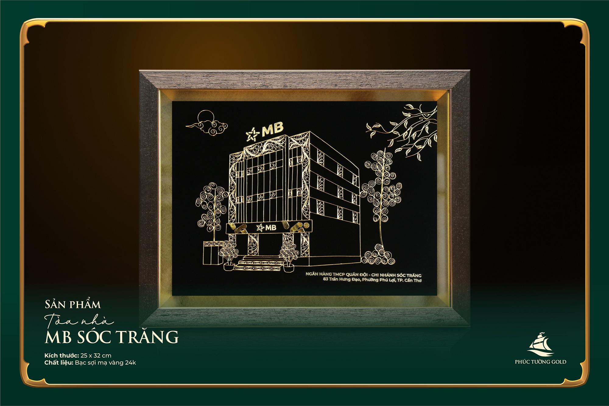 Hoàn thiện tranh bạc mạ vàng cho ngân hàng MB chi nhánh Sóc Trăng 5