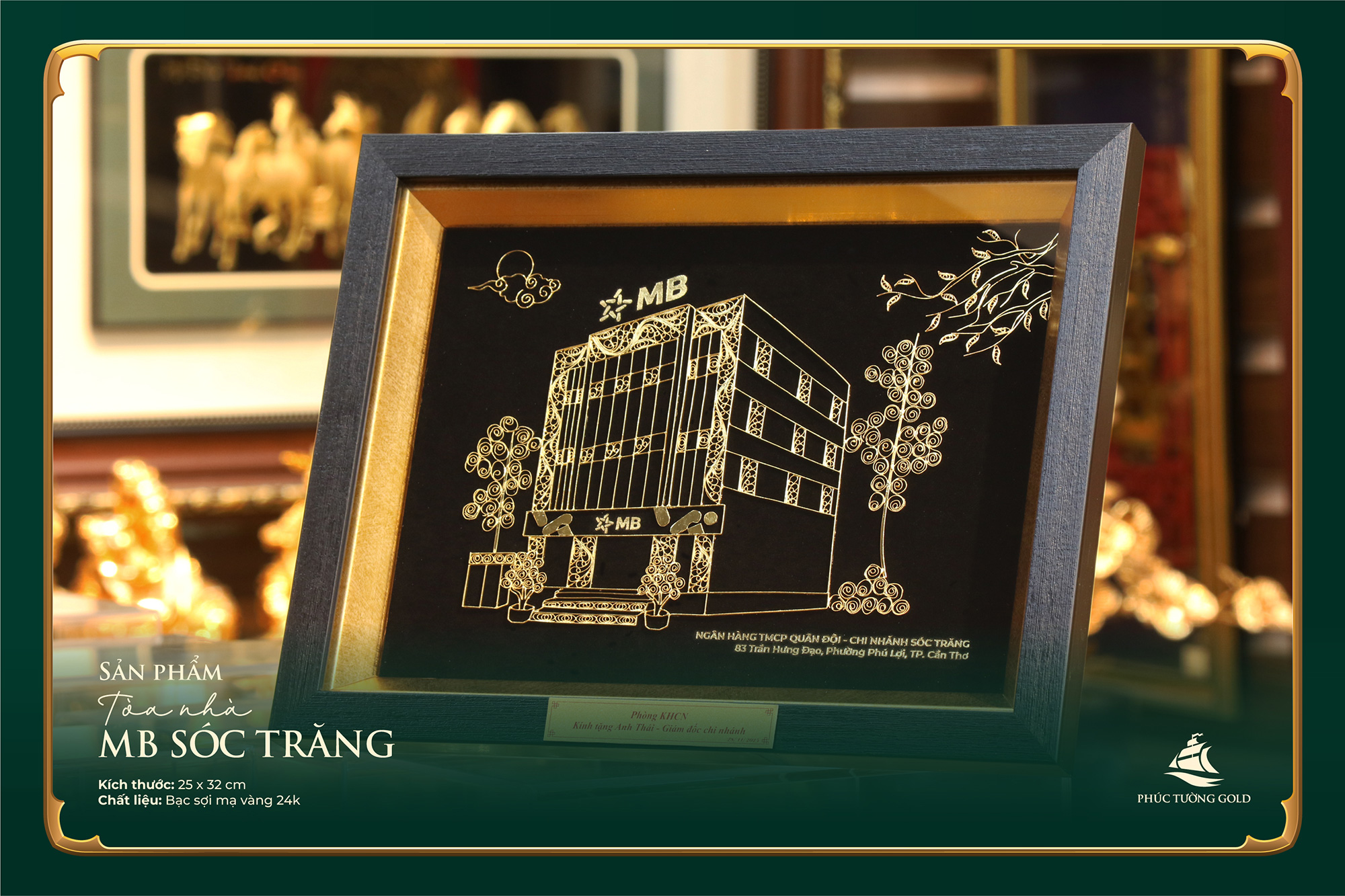 Hoàn thiện tranh bạc mạ vàng cho ngân hàng MB chi nhánh Sóc Trăng 6